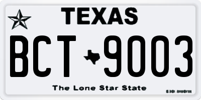 TX license plate BCT9003