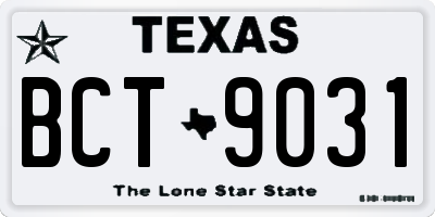 TX license plate BCT9031