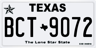 TX license plate BCT9072