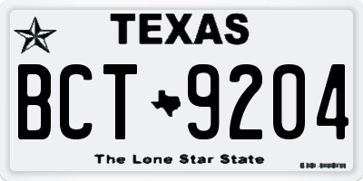 TX license plate BCT9204