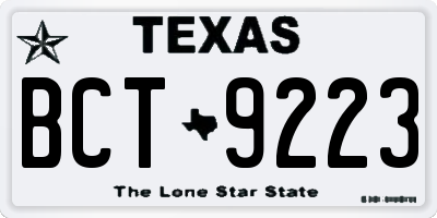 TX license plate BCT9223
