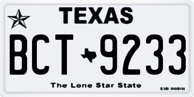 TX license plate BCT9233