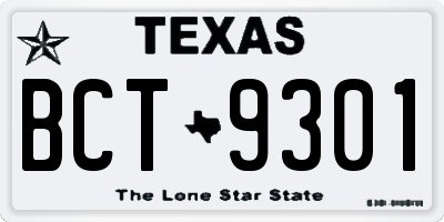 TX license plate BCT9301