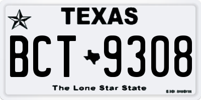 TX license plate BCT9308