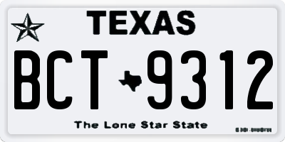 TX license plate BCT9312