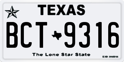TX license plate BCT9316