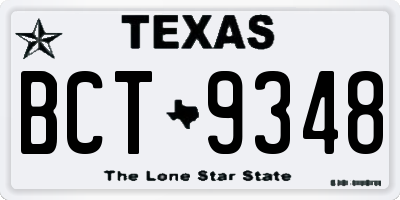 TX license plate BCT9348