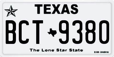 TX license plate BCT9380