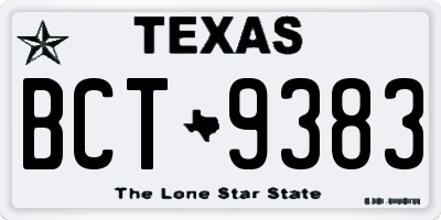 TX license plate BCT9383