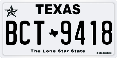 TX license plate BCT9418