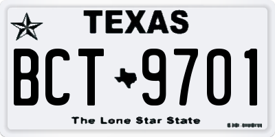TX license plate BCT9701
