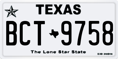 TX license plate BCT9758