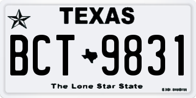 TX license plate BCT9831