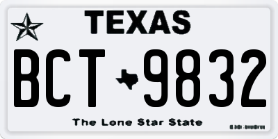TX license plate BCT9832