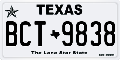 TX license plate BCT9838