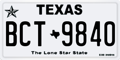 TX license plate BCT9840