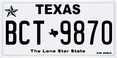 TX license plate BCT9870