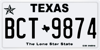 TX license plate BCT9874