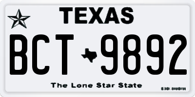TX license plate BCT9892