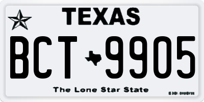TX license plate BCT9905