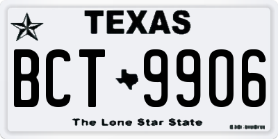 TX license plate BCT9906