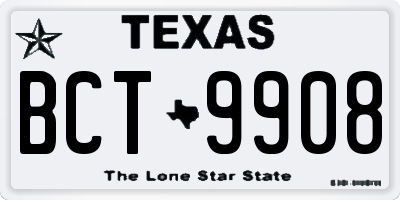 TX license plate BCT9908