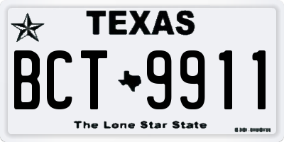 TX license plate BCT9911