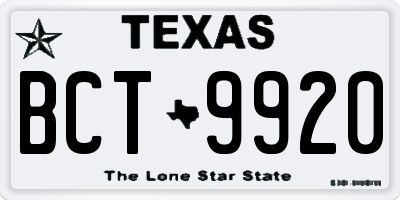 TX license plate BCT9920