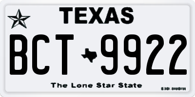 TX license plate BCT9922