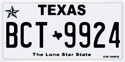 TX license plate BCT9924
