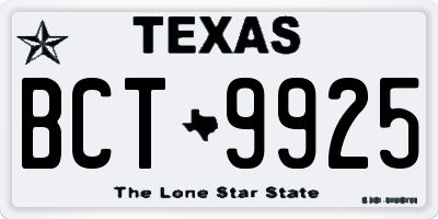 TX license plate BCT9925
