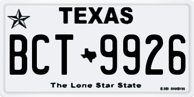 TX license plate BCT9926