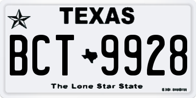 TX license plate BCT9928