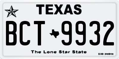 TX license plate BCT9932