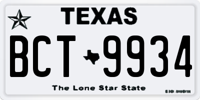 TX license plate BCT9934