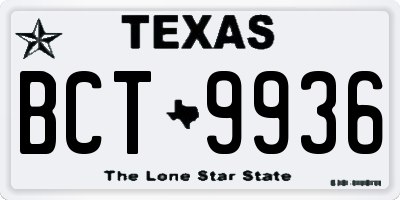 TX license plate BCT9936