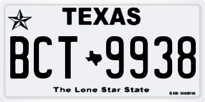 TX license plate BCT9938