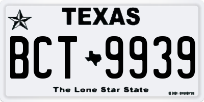 TX license plate BCT9939