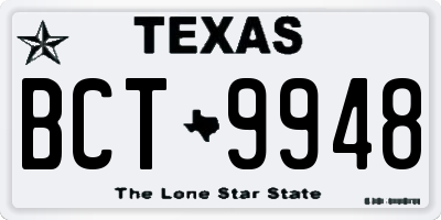 TX license plate BCT9948