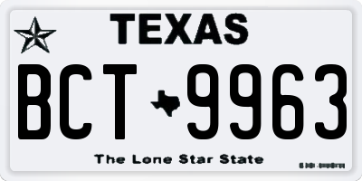 TX license plate BCT9963