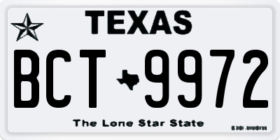 TX license plate BCT9972