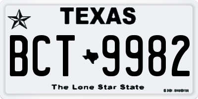 TX license plate BCT9982