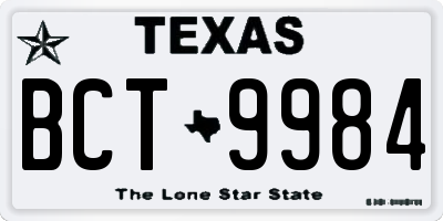 TX license plate BCT9984