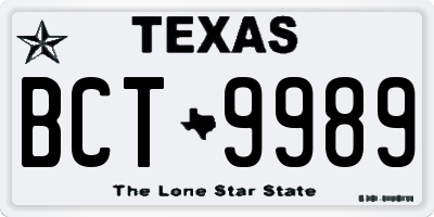 TX license plate BCT9989
