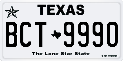 TX license plate BCT9990