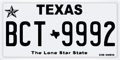 TX license plate BCT9992