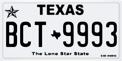 TX license plate BCT9993