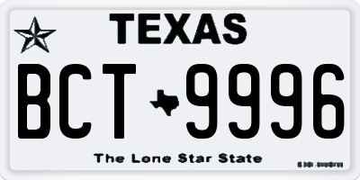 TX license plate BCT9996