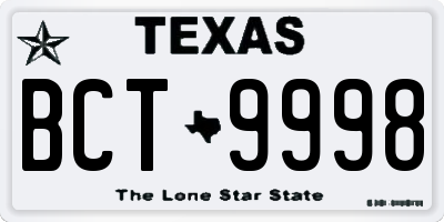 TX license plate BCT9998
