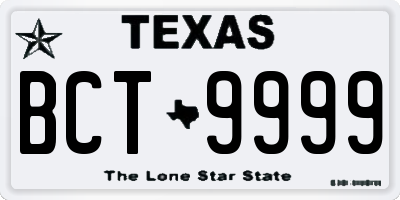 TX license plate BCT9999